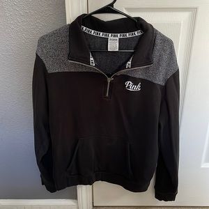 Pink crew neck quarter zip